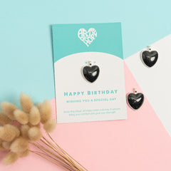 Black Happy Birthday Heart Pendant