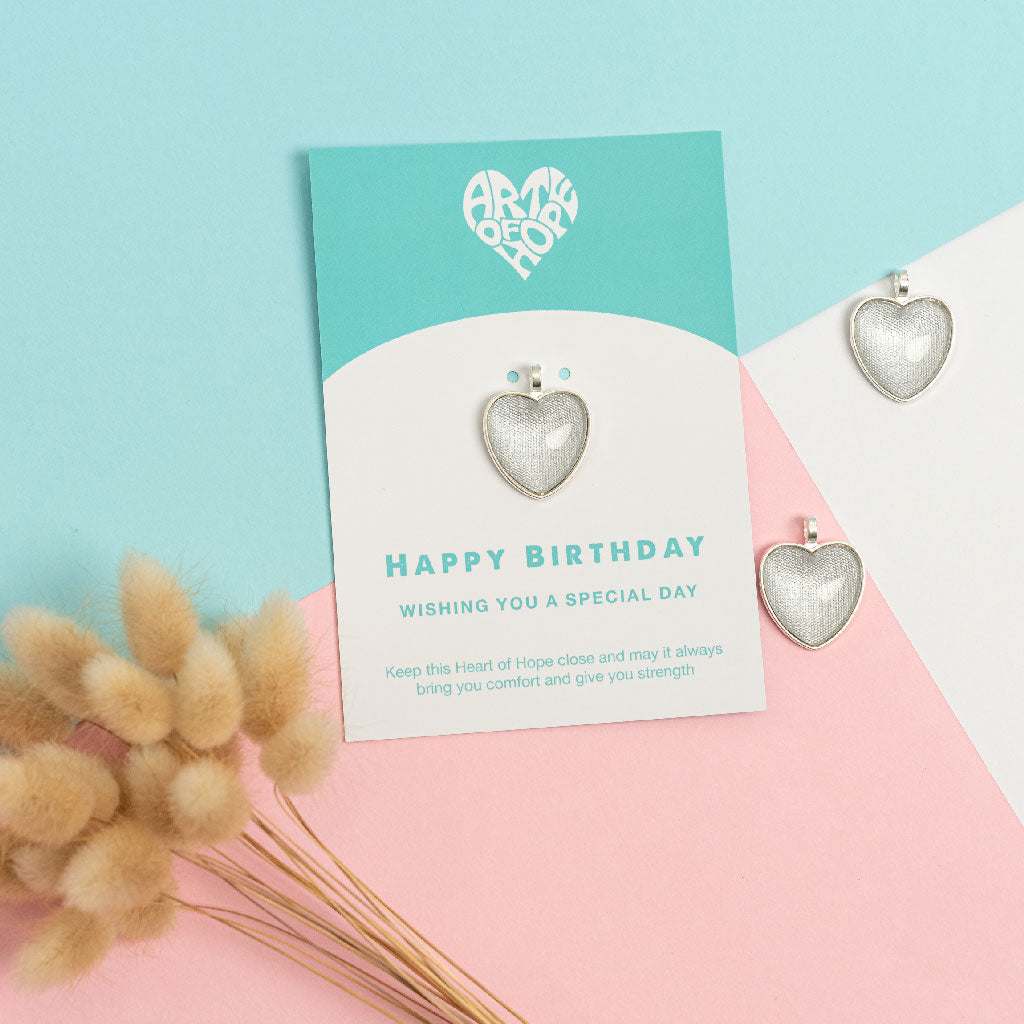 Silver Happy Birthday Heart Pendant