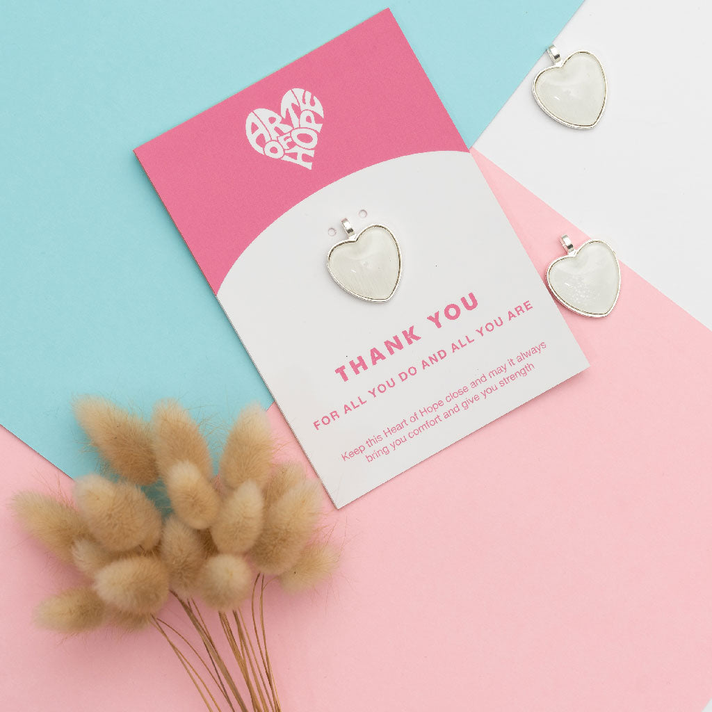 White Thank You Heart Pendant