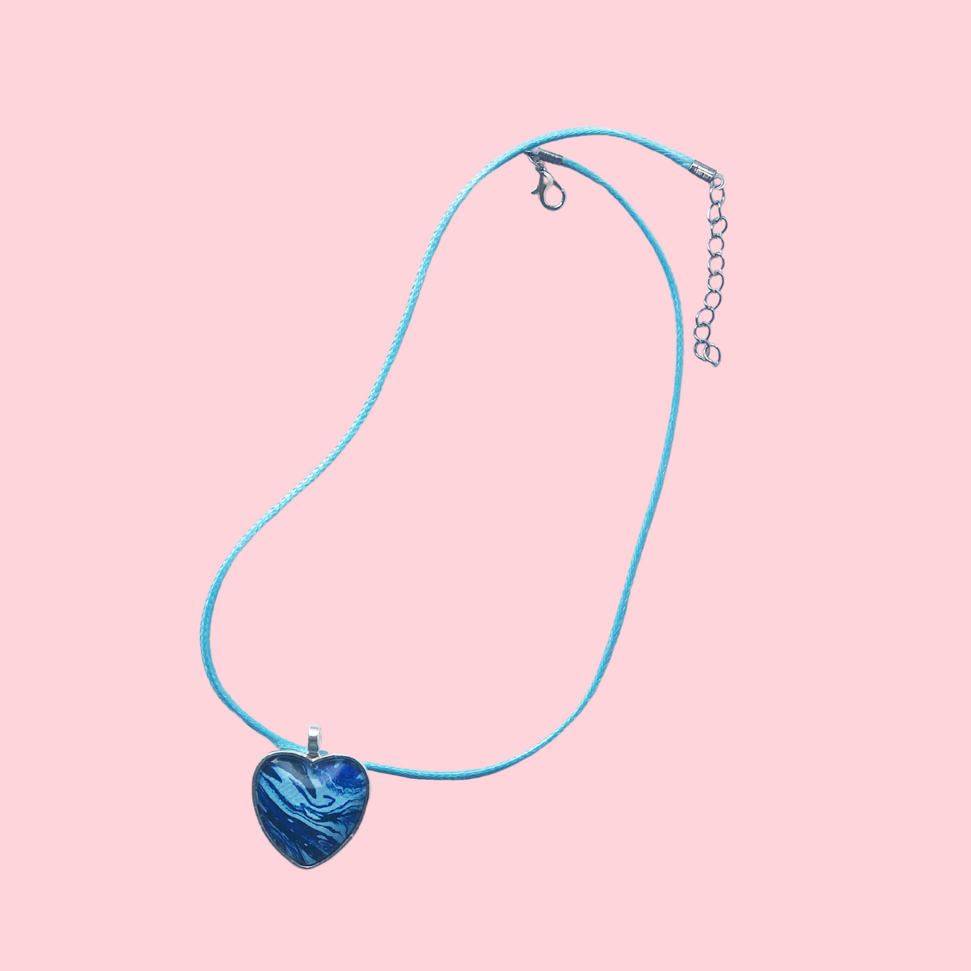 Necklace -Turquoise Blue Waxed Cord