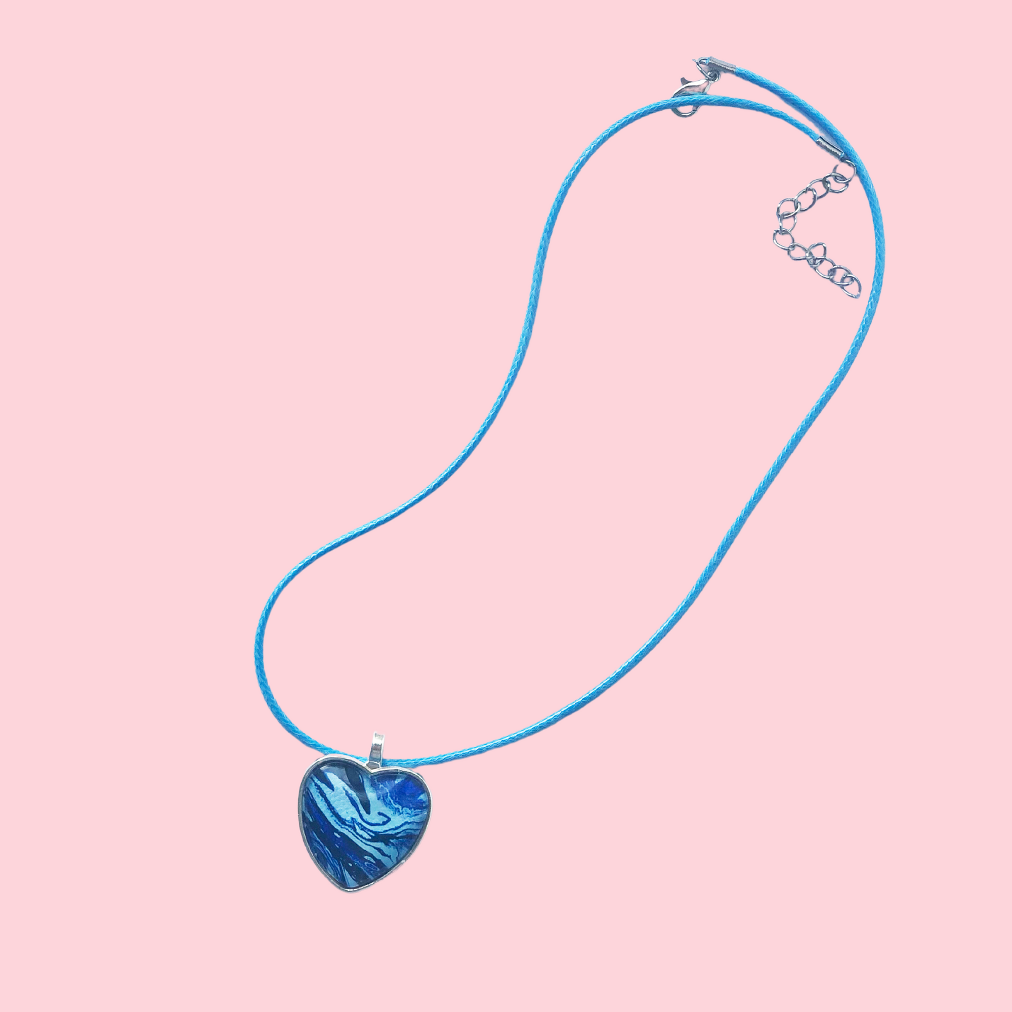 Necklace - Aqua Waxed Cord