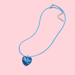 Necklace - Aqua Waxed Cord