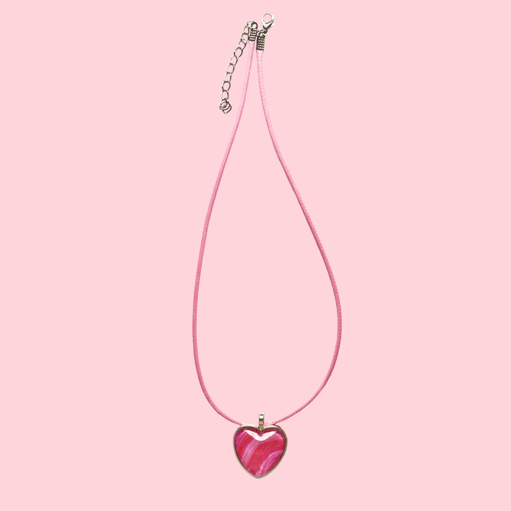 Necklace - Pink Waxed Cord